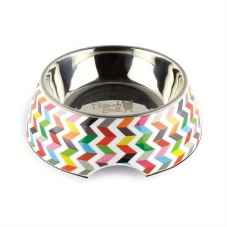 2pcs Heavy-Duty Stainless Steel Pet Bowl - Elevated Feeder with Non-Slip Base, 12oz. Large Dog Cat Food Dish, Dishwasher Safe, Modern Ziggy Design in White - for Dogs, Cats, Small Animals - Ideal Gift for Pet Lovers, Easyclean Material, Animal Caregivers