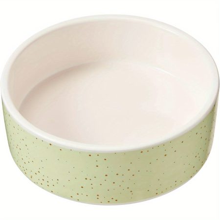 Speckled Stoneware Ceramic Pet Bowl - 5in Light Green with Golden Speckles, 1.75 Cup (14oz) Dishwasher Safe Food & Water Dish for Small Dogs, Cats, Reptiles, Birds, Dog Food Bowl, Bird Feeding Dish, Elegant Pet Dish, Smooth Interior Finish, Cat Owners