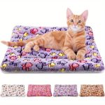 4pcs Ultra Soft Dog Cat Bed Mat with Cute Prints Reversible Fleece Dog Crate Kennel Pad Cozy Washable Thickened Hamster Guinea Pig Pet Bed Mat for Small Animals 21 x 14 InchesVivid Color