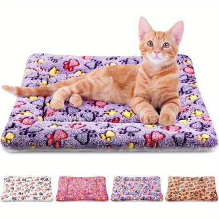 4pcs Ultra Soft Dog Cat Bed Mat with Cute Prints Reversible Fleece Dog Crate Kennel Pad Cozy Washable Thickened Hamster Guinea Pig Pet Bed Mat for Small Animals 21 x 14 InchesVivid Color