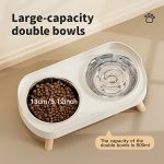Splash-Proof Neck Guard Pet Feeder with Stand | Elevated Double Bowl Pet Food Dish Made of Stainless Steel | Special Bowl for Small Dogs And Cats | Removable And Easy-To-Clean Water Bowl