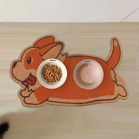[Cute Pet Mat] 1pc Non-Slip PVC Cute Cartoon Dog Design Pet Feeding Mat | Easy to Clean, Irregular Shape, Perfect for Food Bowls and Spills, Festive Home Accessory