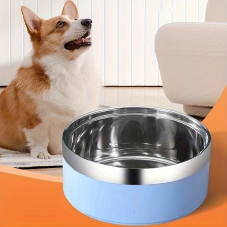 Premium Stainless Steel Dog & Cat Bowl with Non-Slip Mat - Spill-Proof Raised Edges, Stylish Solid Color Design for Indoor/Outdoor Use - Durable Pet Feeding Dish, Dog Food Bowl, Easyclean Surface, Rustresistant Material, Multipet Households